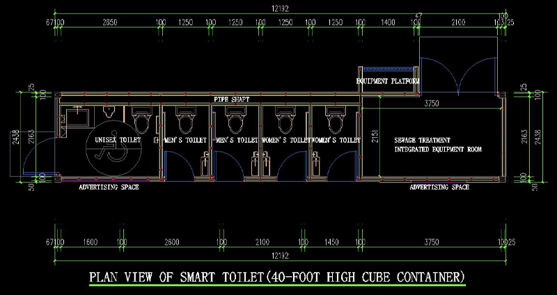 Toilet Ground Level Tank design drawing 2